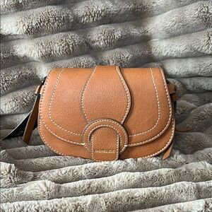 Rachel Zoe Tan Crossbody Bag with Curved Flap